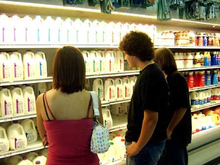 Dairy section drives traffic to rear of supermarket