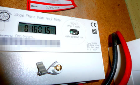 Electrcity meter, in a cupboard