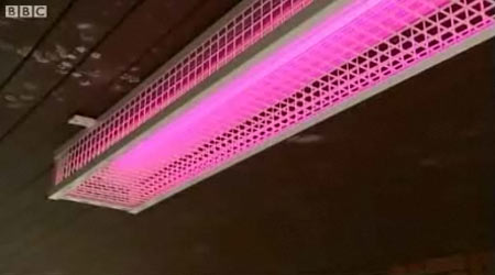 Pink lights in Mansfield. Photo from BBC