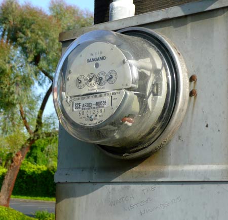 A publicly visible electricity meter in Claremont, CA