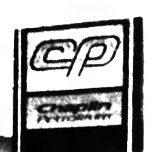 Chaplin Petroleum CP logo - black and white image