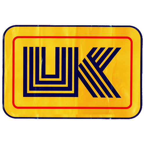 UK logo - blue UK letters on yellow background with red border