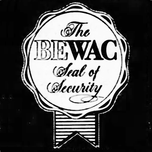 BEWAC logo (black and white) — wax seal design with The BEWAC Seal of Security text