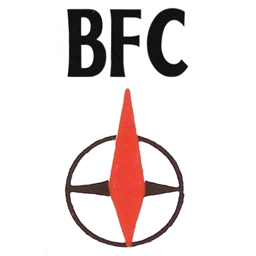 BFC logo with red and black cross in black ring