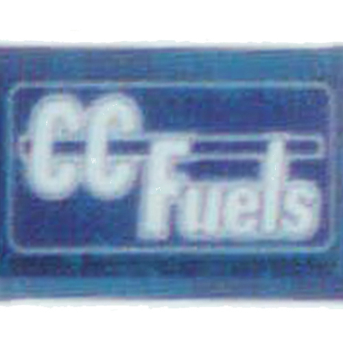 CC Fuels logo - blue background with white text