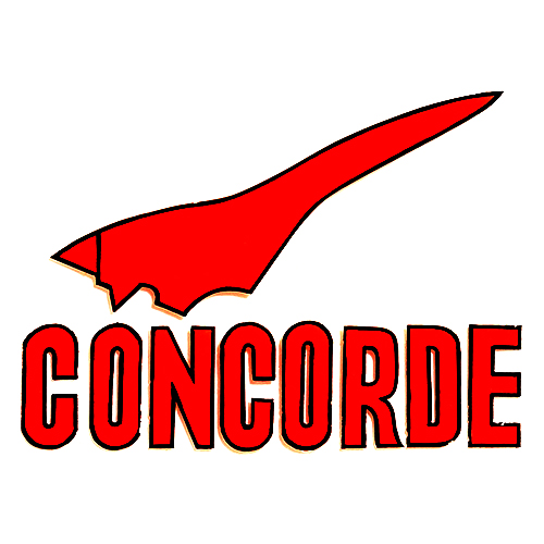 Concorde logo - red Concorde plane with text