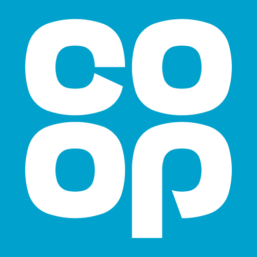 Co-op logo (most recent) - white text on blue background