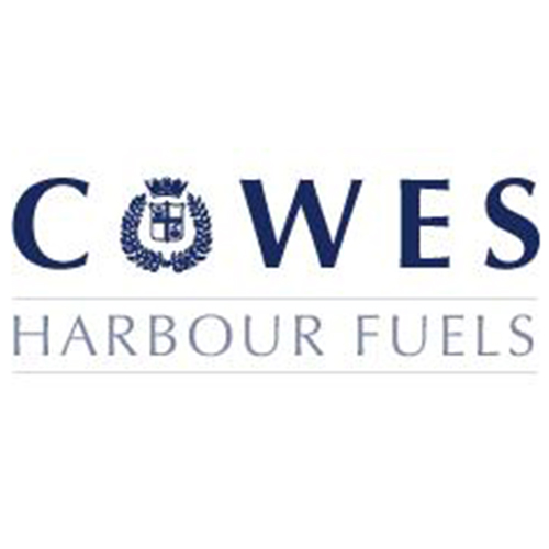 Cowes Harbour Fuels logo - with blue wreath surrounding shield