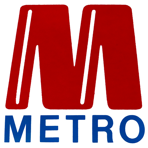 Metro logo with red M and blue text