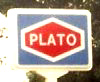 Plato logo with red hexagon on blue background