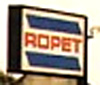 Ropet logo - red text with blue stripes