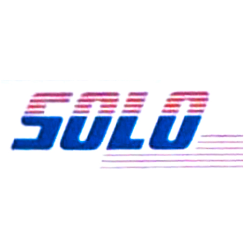 Solo logo - red and blue text and speed lines