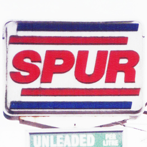 Spur logo - red text with blue and red lines