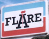 Flare logo with red torch with red and blue frame