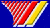 Gleaner logo with red and yellow striped shape on blue background