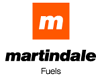 Martindales logo with white m on orange background