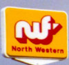 NWF logo, white text with red shadow on yellow background