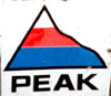 Peak logo with red, white, and blue mountain peak