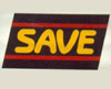 1980s Save logo with black parallelogram shape